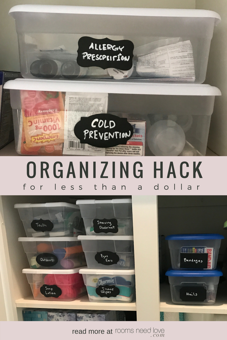 Organizing Hack For Less Than A Dollar Home Organization Organize On A Budget Bathroom Organization Medicine Cabinet Organization Rooms Need Love Rooms Need Love