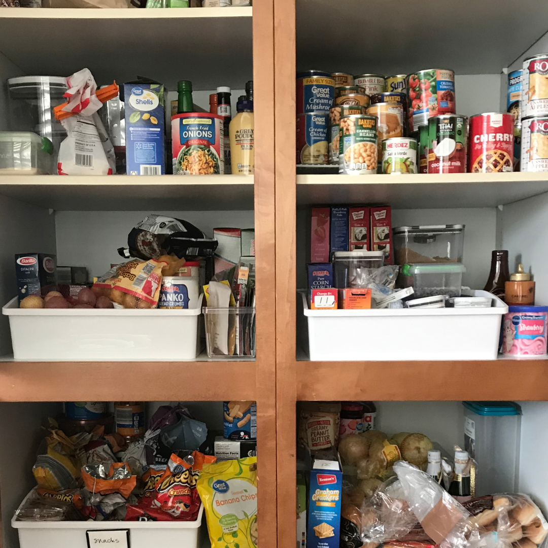 Organized my canned goods today. Our pantry is narrow, but deep