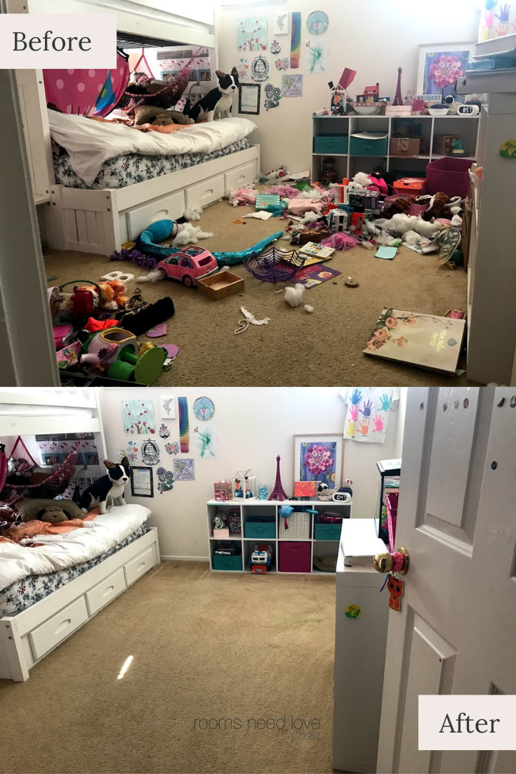 messy kids room before and after